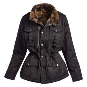 Betsey Johnson Black Camo-Lined Jacket